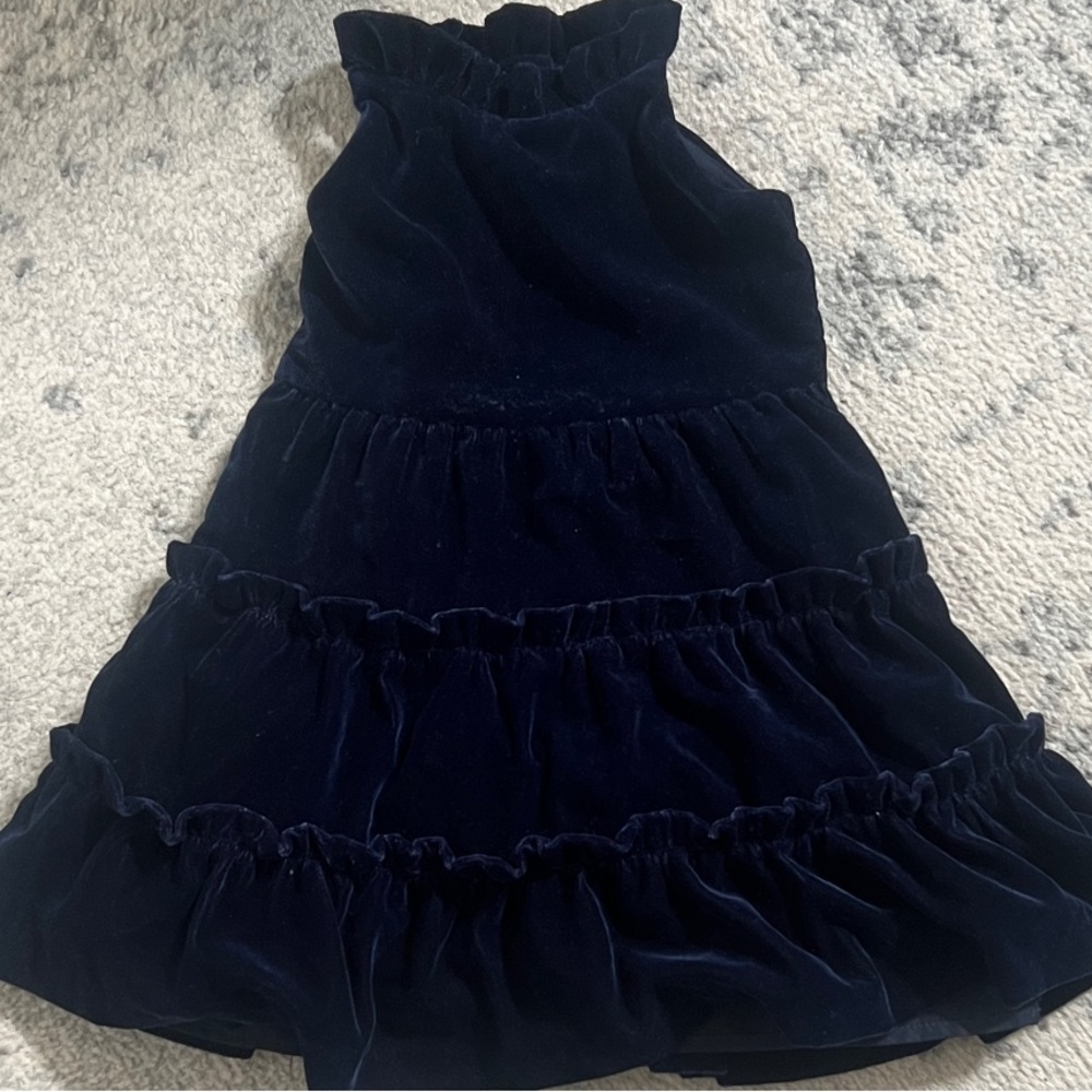 Janie and Jack Midnight Blue Velvet Ruffle Dress